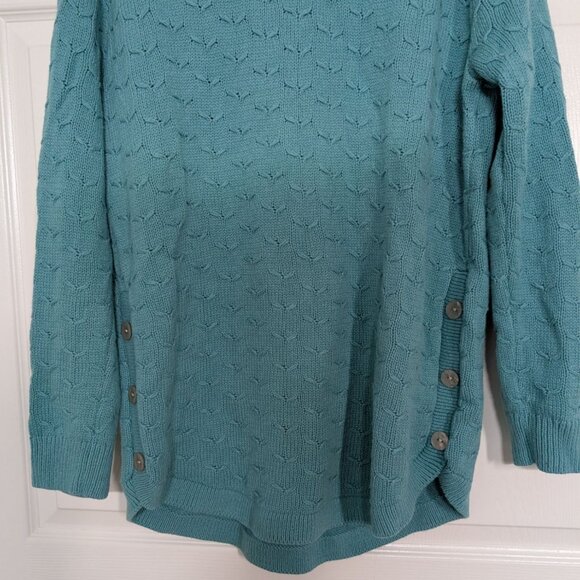 Coldwater Creek Knit Sweater Womens Size Medium Blue Button Detail Pullover - Picture 4 of 12